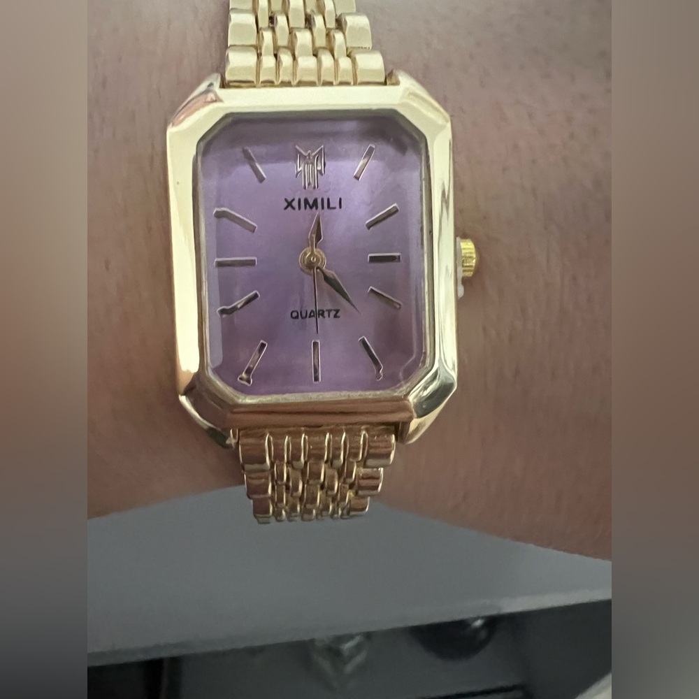 Ximili Gold-Tone Bracelet Watch with Pink Dial - Picture 5 of 12